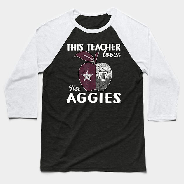 Texas M Aggies This Teacher - Apple T-Shirt - Apparel Baseball T-Shirt by JensAllison